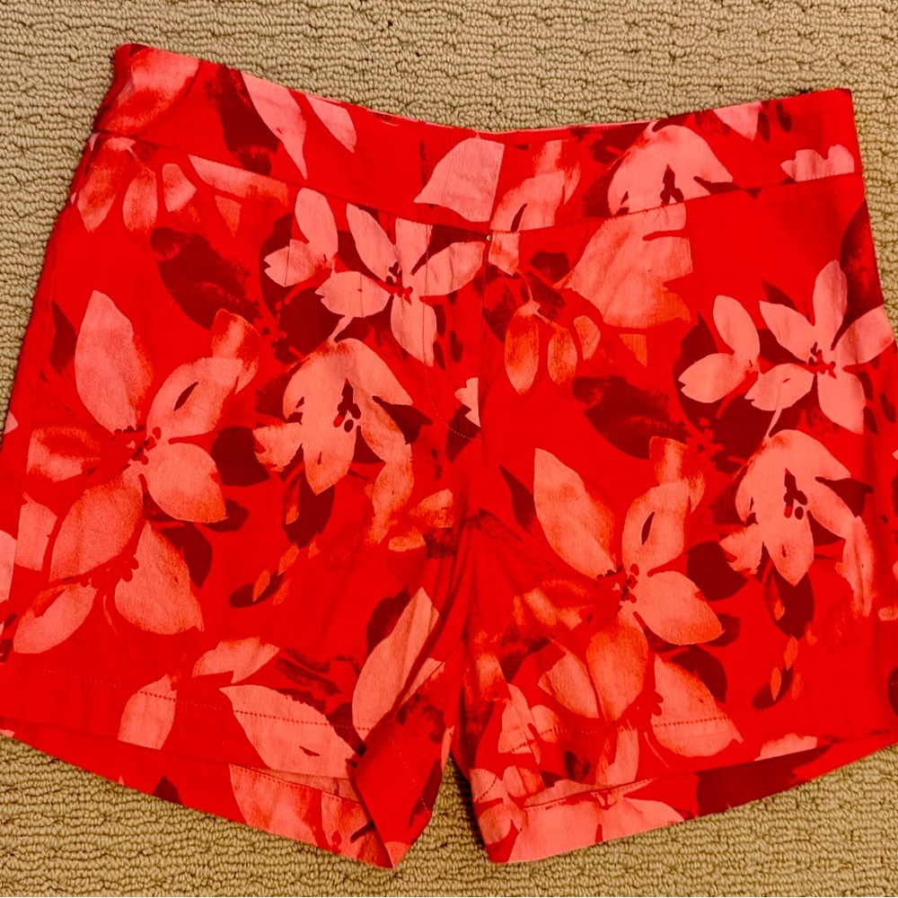 NWOT Tommy Bahama tropical orange print linen blend short Sz 4